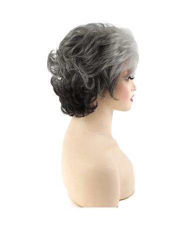 Short Gray Pixie Cut Wig for White Women - Silver Grey Curly Wig with Bangs - Buy Online on GoSupps.com