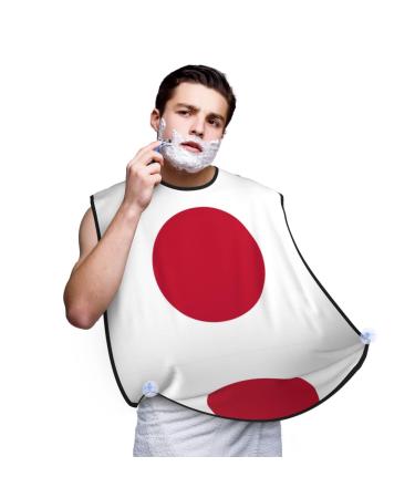 Japanese Flag Print Beard Bib Apron For Men Beard Hair Catcher For Men Shaving Trimming Beard Cape Cloth Black