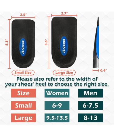 JL-Group Orthopedic Heel Inserts - Shock Absorption & Support Insoles for Achilles Tendonitis & Plantar Fasciitis | Heel Pain Relief | Large Size for Women 9.5-13.5 & Men 8-13 - Black & Blue - Buy Online on GoSupps.com