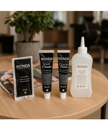 BIONDA Professional permanent hair color Color Cream 3 dark brown 200ml double pack keratin & moringa care longlasting intense color with shine 100 gray coverage - Buy Online on GoSupps.com
