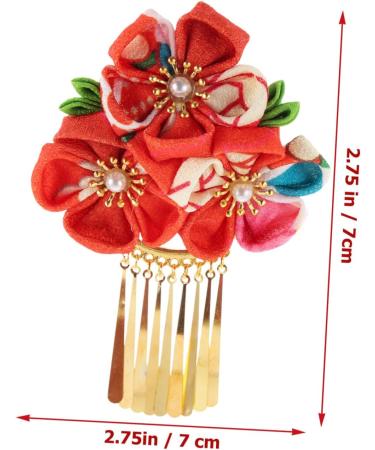 minkissy Hair Grips Japanese Kimono Hair Chopsticks Japanese Style Hair Flower Hair Clip Hair Barrettes Chinese New Year Hair Clip Hanfu Chinese Wedding Decoration Dynamic China Bride M Red - Buy Online on GoSupps.com