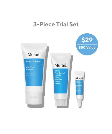Murad Acne Trial Kit - Clear Breakouts + Control Oil | 3-Piece Set | Best Acne Treatment & Oil Control | Free Shipping Worldwide - Buy Online on GoSupps.com