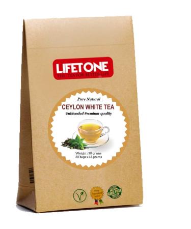 lifetone the tea for better life White Tea | Silver Needle Tea | Ceylon Silver Tips | 20 teabags 40g