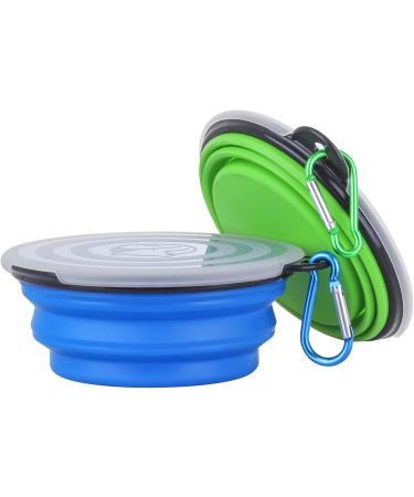 Slson 2-Pack Foldable Dog Travel Bowl - Safe Silicone Portable Pet Drinking Bowl for Cats & Dogs - Ideal for Hiking & Camping (350ml Blue & Green) - Buy Online on GoSupps.com