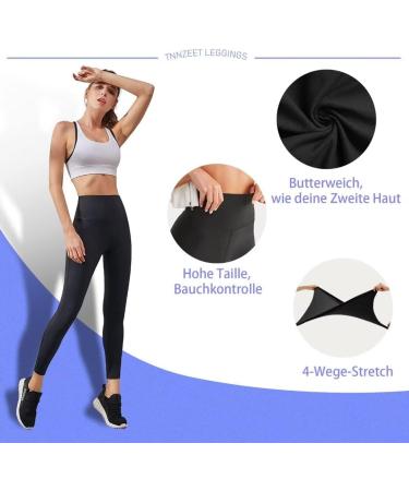 TNNZEET High Waist Leggings for Women - Soft Elastic Sports Pants for Gym & Fitness - Black SM B - Buy Online on GoSupps.com