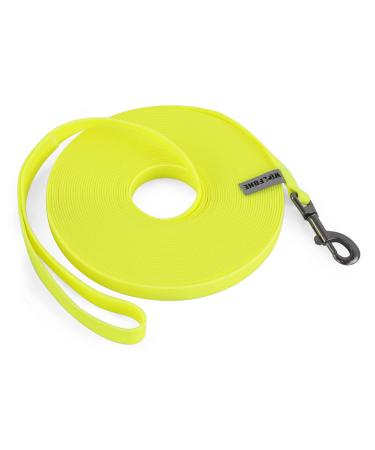 Wolfone 15m yellow drag line for dogs waterproof training lines durable and easy -care leash suitable for recall swimming camping beach hunting walks yellow 15m