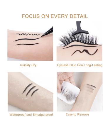 Waterproof Liquid Eyeliner Pen + Eyelash Glue Pen Set | Long-Lasting & Self-Adhesive | Black 2Pcs | Rose Gold Pearl & Silver Pearl | - Buy Online on GoSupps.com
