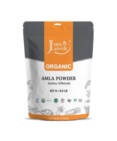 Just Jaivik 100% Organic Amla Powder - Certified Organic by OneCert Asia , 227 GMS / 1/2 LB Pound / 08 Oz - Indian Gooseberry - Emblica Officinalis - (an USDA Organic Certified Herb)