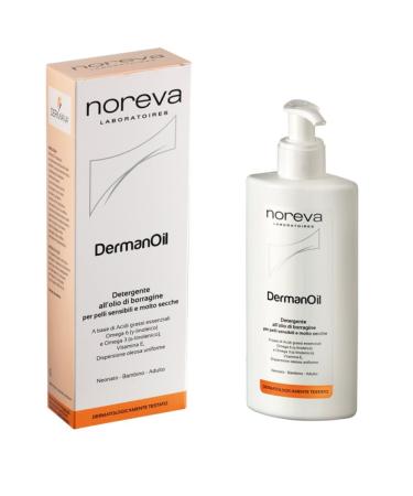 Noreva - Derman Oil - Huile Nettoyante et Hydratante pour Peaux Sensibles et Tr s S ches - A Base d Huile de Bourrache - Adulte Enfant et Nouveau-N - Flacon 200 ml