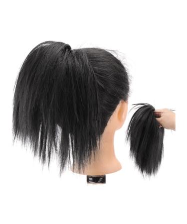 Hair Scrunchies Hair Bun Short Ponytail Extensions Synthetic Straight Hair Hair Bun with Elastic Band Hair Accessories Women Wig Hair Bun Women Hair Bun(Color:B)