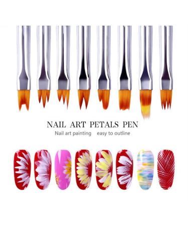 8 Pcs Nail Brush Pen Premium Upgrade Wood Handle, Gradient Painting Brush Set UV Gel Flower Drawing Pen Purple Wood Handle Manicure Nail Art Polish Pen Tool, Valentine's Day present 8 amazing nail brushes