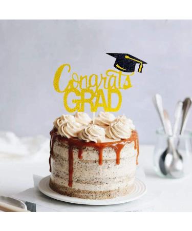 GotGala Congrats Grad Cake Topper Gold Glitter Graduation Cake Topper for 2022 Graduation Grad Party Decorations Supplies - Buy Online on GoSupps.com