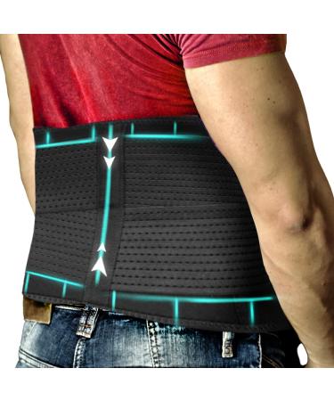 MoveFix Back Brace for Women and Men for Lower Back Pain - Copper Infused Back Support Belt for Men and Women - Back Brace for Heavy Lifting - Lower Back Support and Scoliosis(X-Large  BLACK) X-Large Black