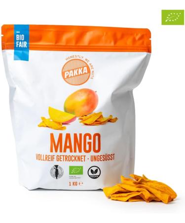  pakka PAKKA Organic Fair Trade Mangoes - 1 kg - Organic and Fair Trade dried mango pieces - Unsweetened - Sulphur-free - Produced and bottled directly by the producer in Colombia - - Buy Online on GoSupps.com