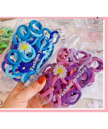 FEIFEI'S BOW 50 Multicolour Mini Hair Ponios Endless Elastics Bobbles Bands Women Girl kids Hair Bands Ponytail Holders (Purple) - Buy Online on GoSupps.com