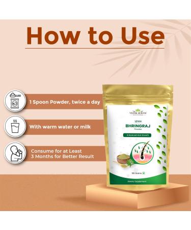 VedikRoots Bhringraj Powder - The Ayurvedic Solution For Stronger Hair And Healthier Scalp Natural And Pure 100Gm (Pack of 3) - Buy Online on GoSupps.com