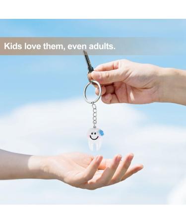 20pcs Cute White & Silver Keyring Keychain Tooth Gifts | International Shipping Available - Buy Online on GoSupps.com