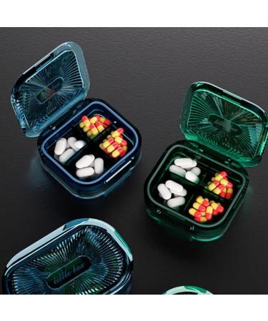 Portable Weekly Pill Organizer Box - 7 Compartments & 4 Grids for Pills/Jewelry Storage - Blue - International Shipping Available - Buy Online on GoSupps.com