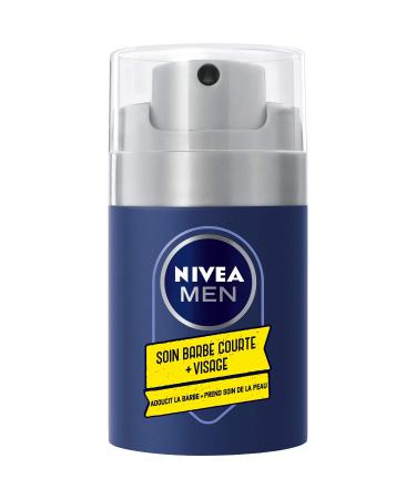 Nivea men 2-in-1 beard care short + face (1 x 50 ml) facial care for men with chamomile and hammelis care set short without alcohol