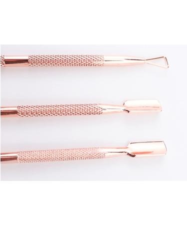 HaimiLiya 3Pcs Double Ended Stainless Steel Cuticle Pusher Set - Rose Gold Finish - Buy Online on GoSupps.com