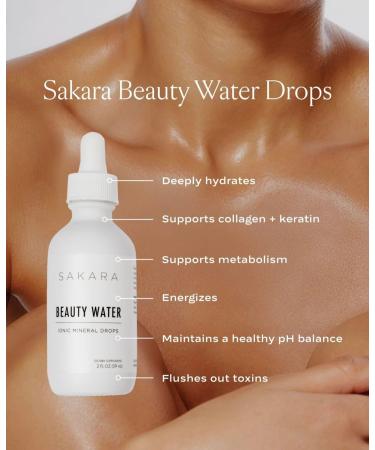Sakara Beauty Water Drops 2-2oz Bottles | Hydrating Ionic Trace Minerals for Collagen & Keratin Support - 60 Servings, pH Balancing, Vegan - Buy Online on GoSupps.com