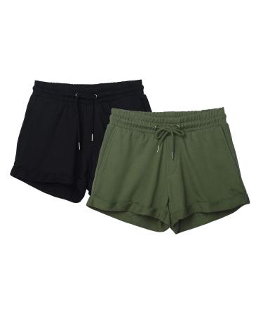 icyzone women's sports shorts running shorts jogging pants summer sports shorts breathable running gym shorts M Black/Green - Buy Online on GoSupps.com