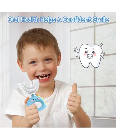 U Shaped Toothbrush for Kids - Manual Toddler Toothbrush Age 2-6 | 360 Food Grade Soft Silicone for Optimal Dental Health - Sky Blue - Buy Online on GoSupps.com