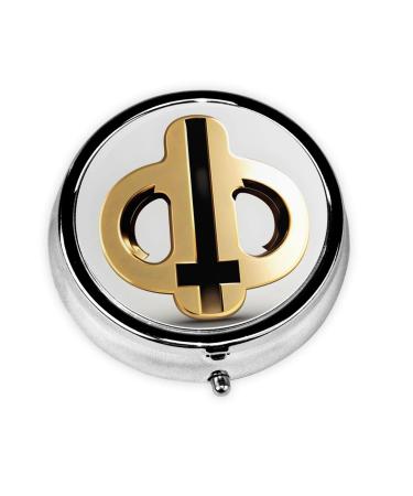 Golden Patternround Pill Box 3 Compartments Round Pill Box Organizer for Purse Or Pocket &*Portable Travel Pill Box