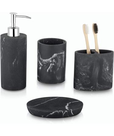 ZCCZ Marble Look Toothbrush Holder - Elegant Round Bathroom Accessory for Electric Toothbrushes Cosmetics & Razors - Stylish Black Decor - Buy Online on GoSupps.com