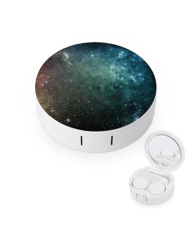 Galaxy Nebula Stars Universe Round Case For Contact Lens Kit Storage Box with Mirror Printed