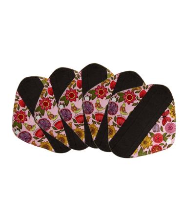5 Pieces Charcoal Bamboo Mama Cloth/ Menstrual Pads/ Reusable Sanitary Pads (Pantyliner (8 inch) Bloom) Pantyliner (8 Inch) Bloom