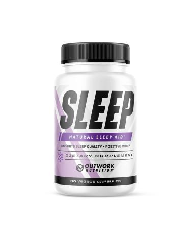Outwork Nutrition Sleep Aid - Natural Melatonin L-Theanine Saffron Extract - Sleep Supplements for Adults - Boosts Sleep Quality & Time Enhances Positive Mood - 60 Veg Capsules (Not Gummies)