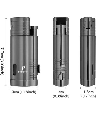 PIPITA Torch Lighter Gift Set Windproof Lighter with Punch Refillable Butane Torch Gas Lighters and Cutter (Without Gas) Grey - Buy Online on GoSupps.com