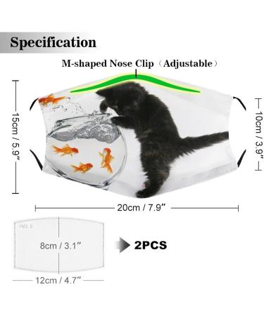 HDFGD Cat Black Goldfish Face Masks - Reusable Dustproof Masks for Adults (2 PCS) - International Shipping - Buy Online on GoSupps.com