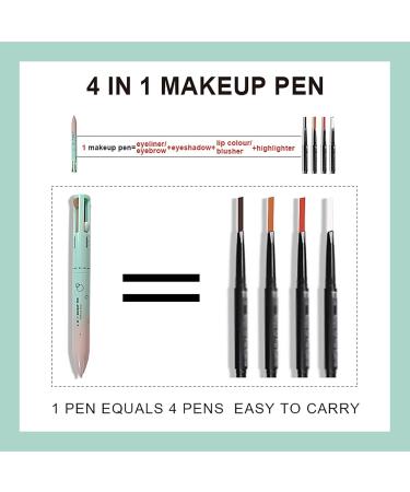 4-in-1 Travel Makeup Pen - Brown Eyeliner Eyebrow Pencil Eyeshadow Lip Liner & Highlighter | Multi-Functional Makeup Solution for On-the-Go | Perfect for International Shipping - Buy Online on GoSupps.com