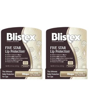 Blistex Five Star Lip Protection Balm 0.15 Ounce Wind & Water-Resistant Lip Care Broad Spectrum SPF 30 Sun Protection Soothes Cold Chapped Lips Hydrating Lip Treatment Holds in Moisture