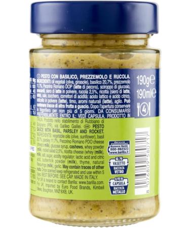  Italian Gourmet E.R. Barilla Basil and Arugula Pesto 190g | Gluten-free Italian pasta sauce with basil and arugula pasta sauce green pesto + gourmet Italian polpa 400g - Buy Online on GoSupps.com