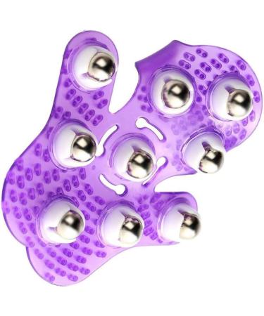 Uqmiqura palm shaped massage glove body massager with 9 360-degree scooter palm-shaped massage shoe body massage metal roller ball stress relief massage device (purple)