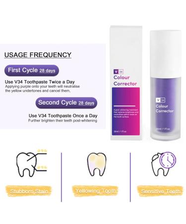 Aislor 1Pc Whitening Toothpaste - Oral Cleaning Solution for Yellow Stain and Bad Breath Purple One Size One Size Purple - Buy Online on GoSupps.com