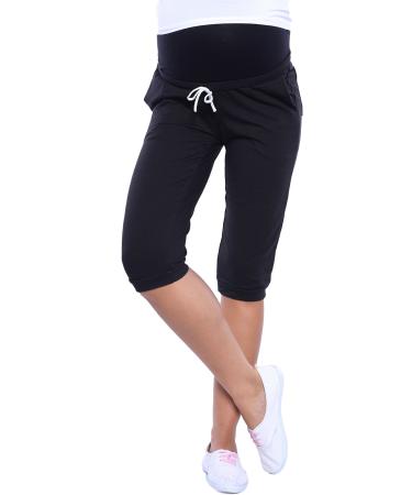 MijaCulture - Capri Relaxed Maternity Cropped Trousers Pants Short 4090 XL Black