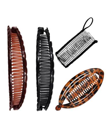 Banana Hair Clips Vintage Clincher Combs Tool Set Lazy comb hair banana Grips Fishtail Ponytail(4 pcs)