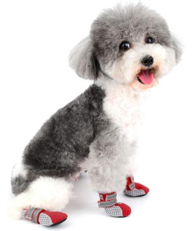 Zunea Dog Boots - Summer Paw Protection Non-Slip Adjustable Reflective Breathable Mesh Heat-Resistant for Hot Asphalt - Size M (4-Pack) - Red - Buy Online on GoSupps.com