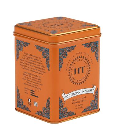Harney & Sons Caffeinated Hot Cinnamon Sunset Black Tea with Orange and Cloves Tin 20 Sachets - Buy Online on GoSupps.com