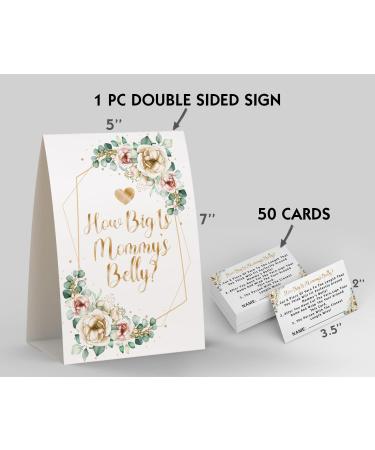 Baby Shower Games: Measure Mommy's Belly Size Game - Includes Standing Sign & 50 Advice Cards - Buy Online on GoSupps.com
