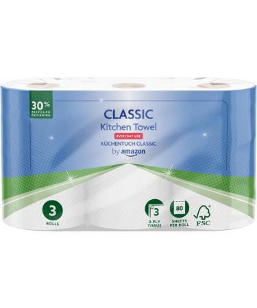 Buy Amazon Classic Kitchen Roll - 15 Rolls (5 Packs of 3) 80 Sheets per Roll | International Shipping Available - Buy Online on GoSupps.com