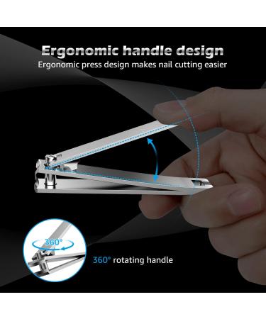 Kaasage Nail Clipper and File - Classic Stainless Steel Nail Cutter with Glass Nail File Clip Fingernails and Toenails Easily Gift for Men Women & Seniors - Buy Online on GoSupps.com