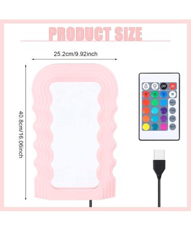 Wave Pattern Makeup Mirror with Lights - 16 Colors, Portable Cosmetic Desktop Mirror for Living Room, Bedroom, and Home Decor - Women's Gift (Pink) - Buy Online on GoSupps.com