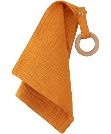 VsilaY Baby Bibs with Wooden Teether - Soft Cotton Burp Cloths for Newborns | Snap Button & Absorbent Towel - Buy Online on GoSupps.com