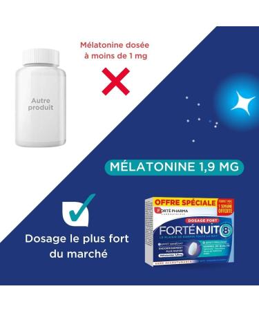 Fort Pharma - Fort Nuit 8h - Sleep Supplement with Melatonin and Plants - Quality Sleep - 30 Two-Layer Tablets - Buy Online on GoSupps.com