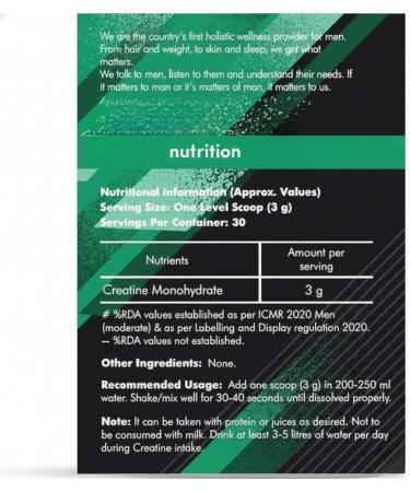 Creatine Monohydrate Performance Booster|Provides Energy Support for Workout Helps in Muscle Repair&Recovery Improveslean Muscle Mass|100% Vegan|Pack of 33 Servings|100 Grams Powder. - Buy Online on GoSupps.com